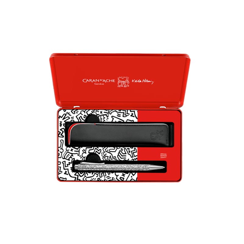 Keith Haring Ecridor Ballpoint Pen by Caran D'Ache with Tin and Leather Case - special edition