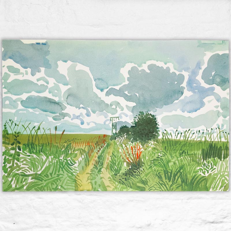 Cart Track and Pylon (from Midsummer: East Yorkshire) by David Hockney