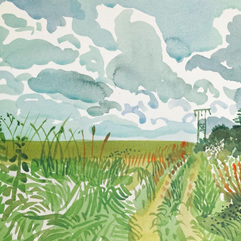 Cart Track and Pylon (from Midsummer: East Yorkshire) by David Hockney