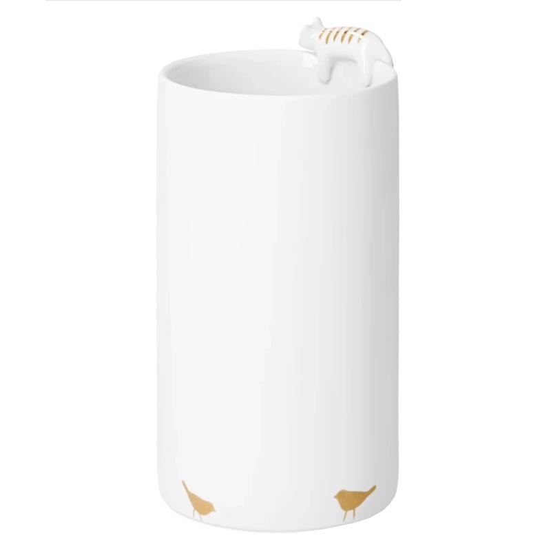 Porcelain Cat Vase 14cm