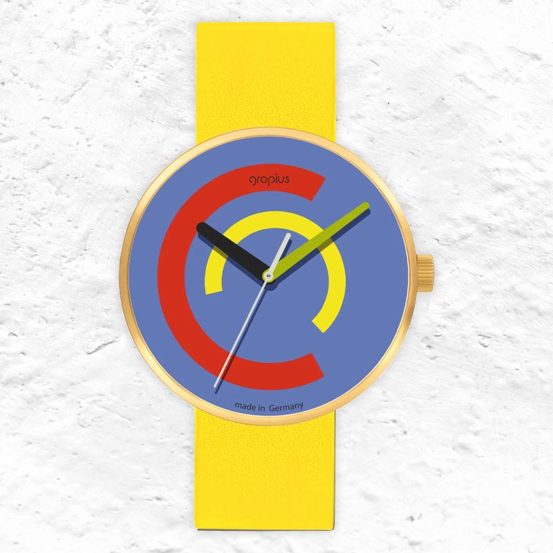 Centum Watch - Leather Band - Blue red / yellow Dial - by Walter Gropius Watches