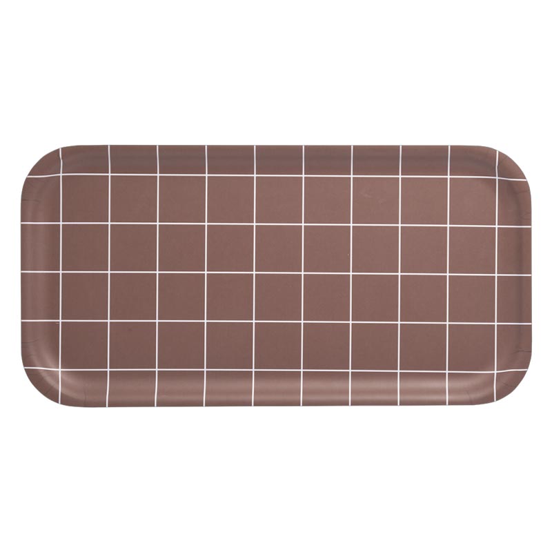Checks & Stripes Rectangular Tray - Brown - by Side by Side