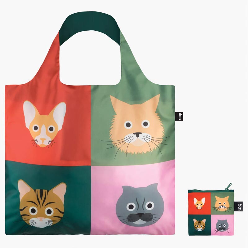 LOQI Foldaway Shopping Bag - Stephen Cheetham - Cats