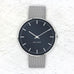 City Hall watch des. Arne Jacobsen - 40mm diameter, Oxford blue dial, matt steel mesh strap