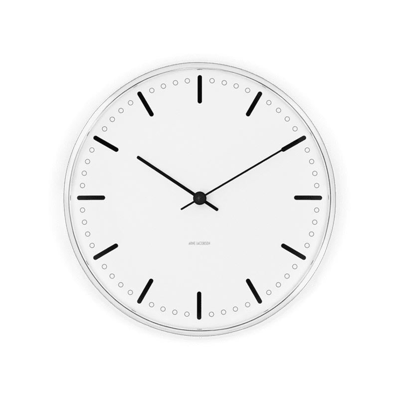 City Hall Wall Clock - 29cm - White / Black - des. Arne Jacobsen