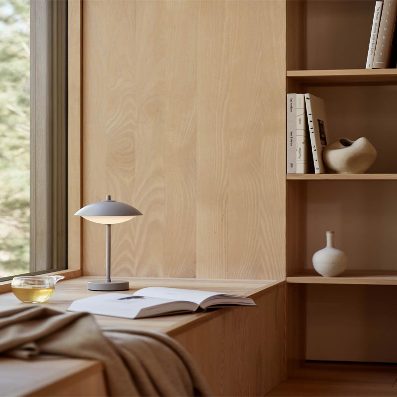 Clam Portable Lamp - Nine Grey - des. Ahm & Lund, by Fritz Hansen
