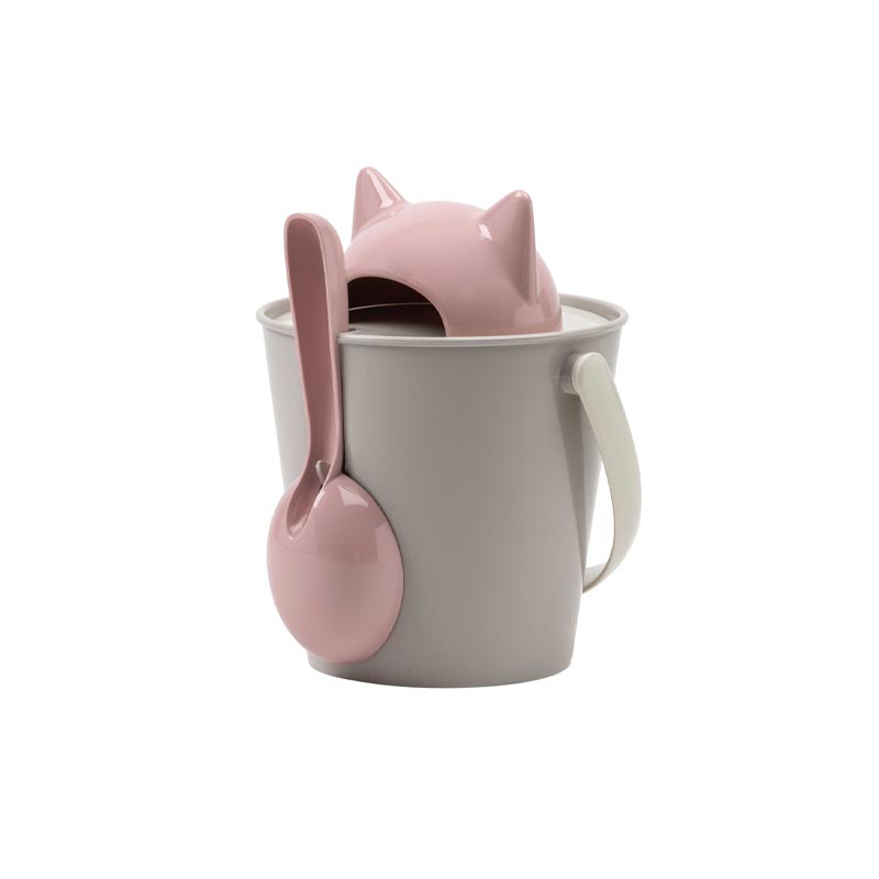 "Crick" Cat Dry Food Container with Scoop - Pink / Dove grey