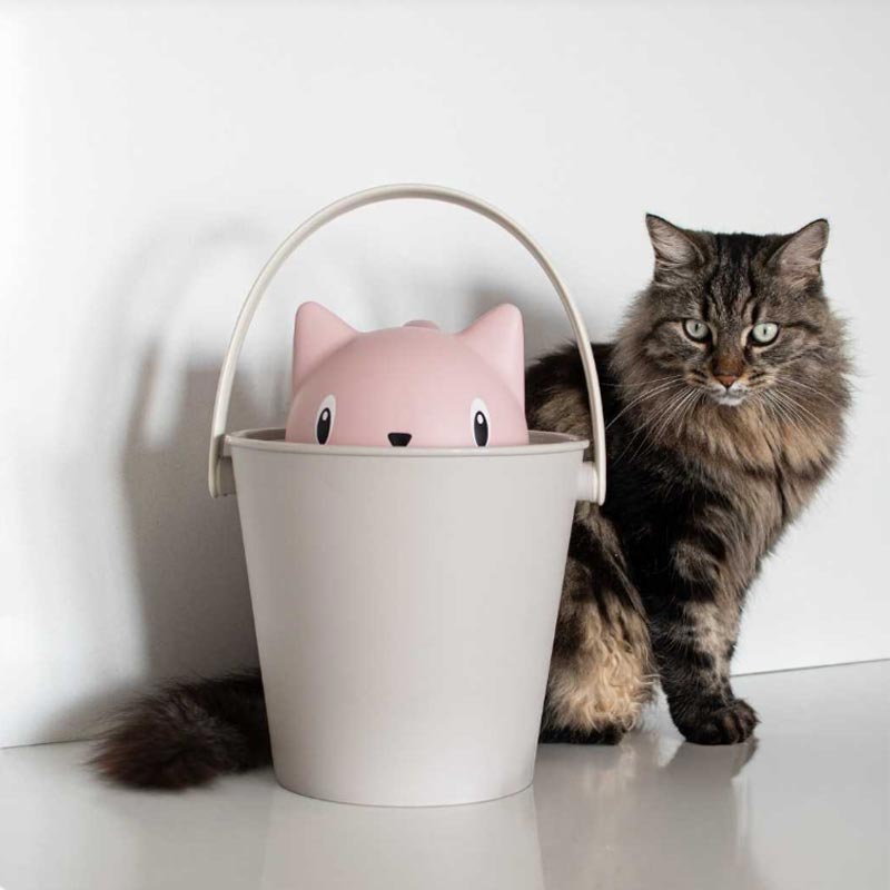 "Crick" Cat Dry Food Container with Scoop - Pink / Dove grey