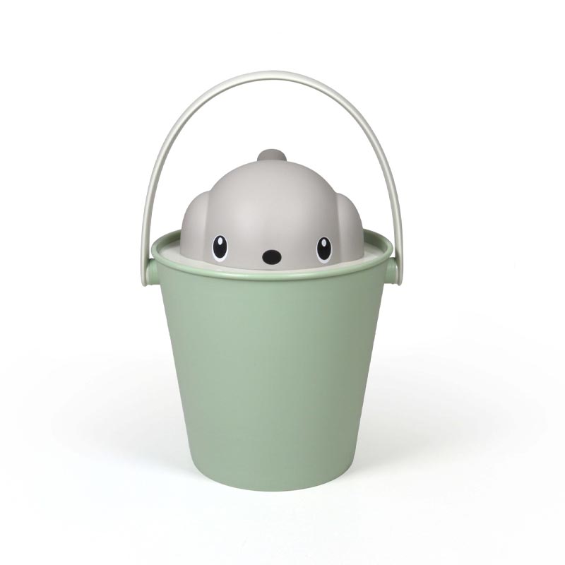 "Crock" Dog Dry Food Container with Scoop - Dove grey / Green