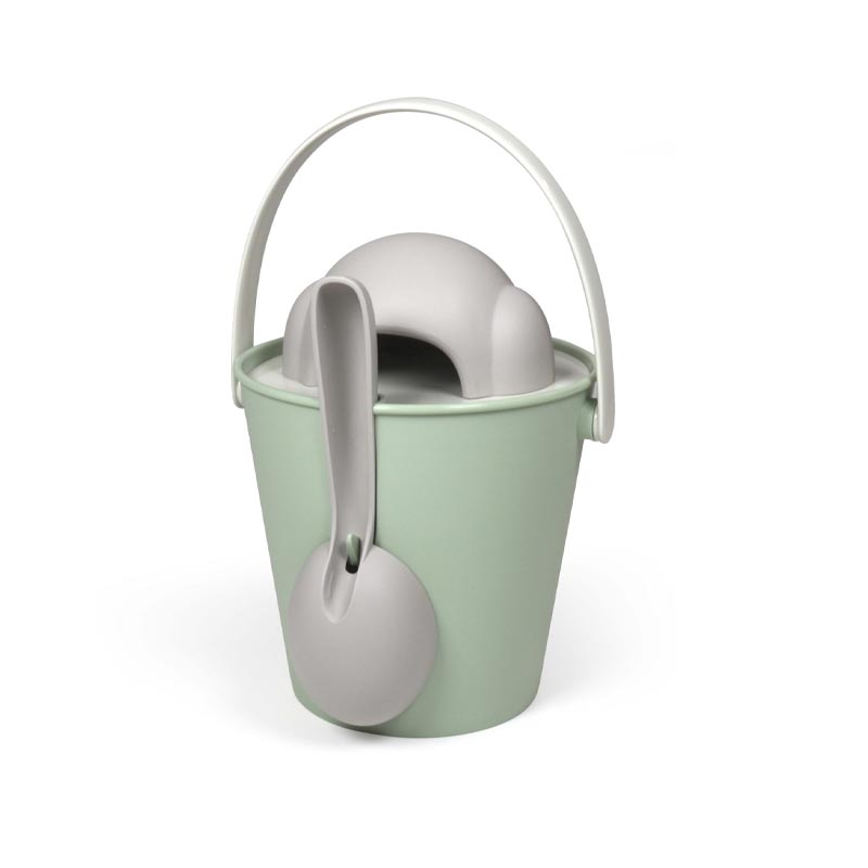 "Crock" Dog Dry Food Container with Scoop - Dove grey / Green
