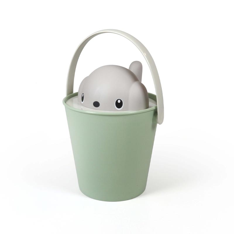 "Crock" Dog Dry Food Container with Scoop - Dove grey / Green