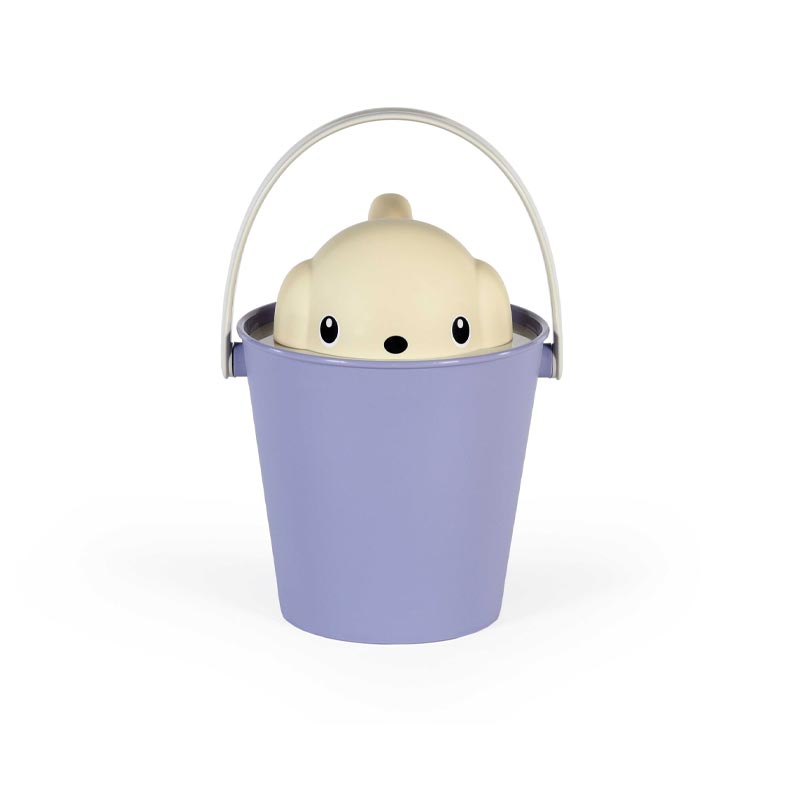 "Crock" Dog Dry Food Container with Scoop - Ivory / Lilac