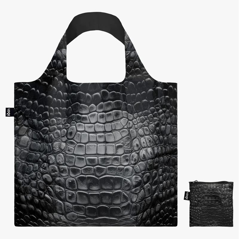 LOQI Foldaway Shopping Bag - Crocodile Black