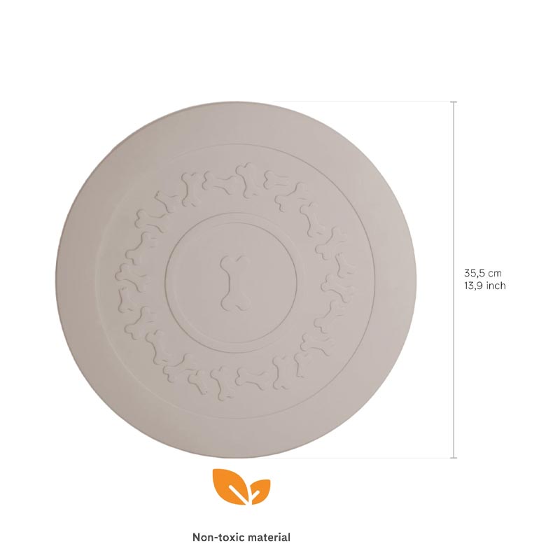 "CUP" Dog Bowl and "PLATE" Underlay Mat - Turtledove - by United Pets