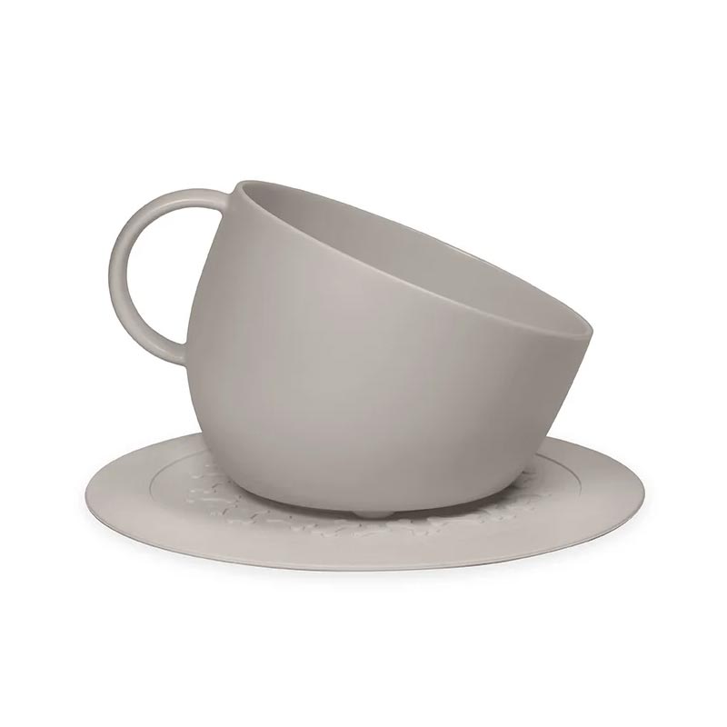 "CUP" Dog Bowl and "PLATE" Underlay Mat - Turtledove - by United Pets