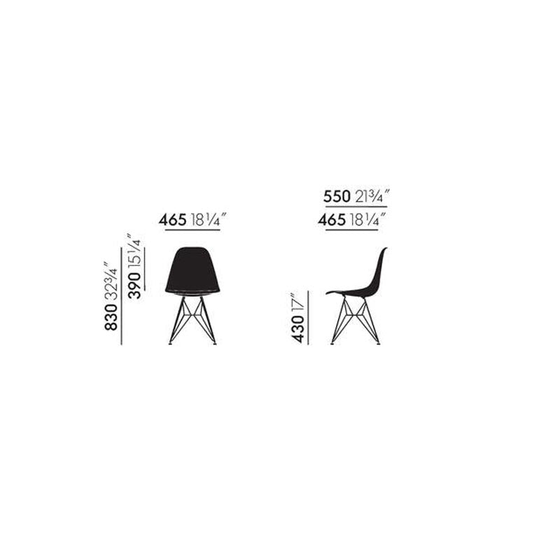 DSR Plastic Side Chair des. C&R Eames, 1950 - white shell / chrome legs (made by Vitra)