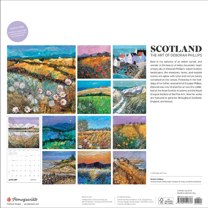Scotland: The Art of Deborah Phillips Wall Calendar 2027