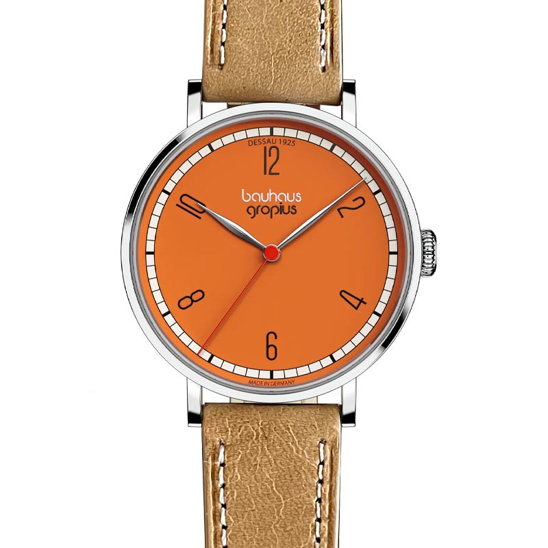 New Bauhaus - Dessau 1925, Orange, by Walter Gropius Watches