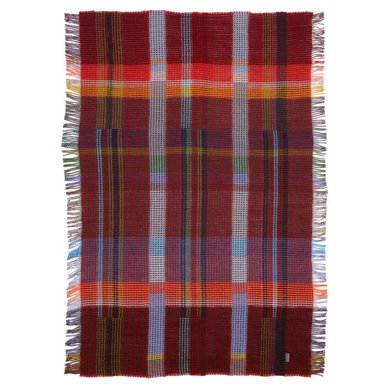 Dorothy 100% Lambswool Honeycomb Throw - Red - by Wallace Sewell