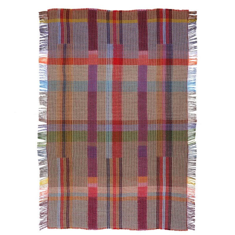 Dorothy 100% Lambswool Honeycomb Throw - Red - by Wallace Sewell