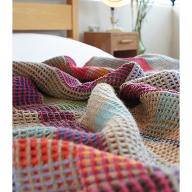 Dorothy 100% Lambswool Honeycomb Throw - Red - by Wallace Sewell