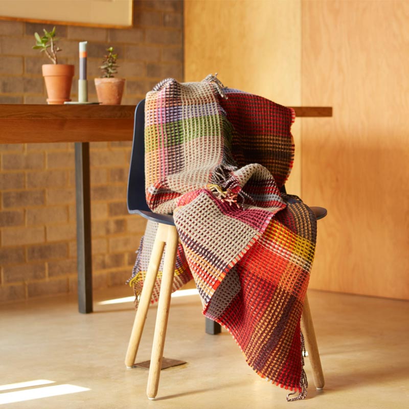 Dorothy 100% Lambswool Honeycomb Throw - Red - by Wallace Sewell