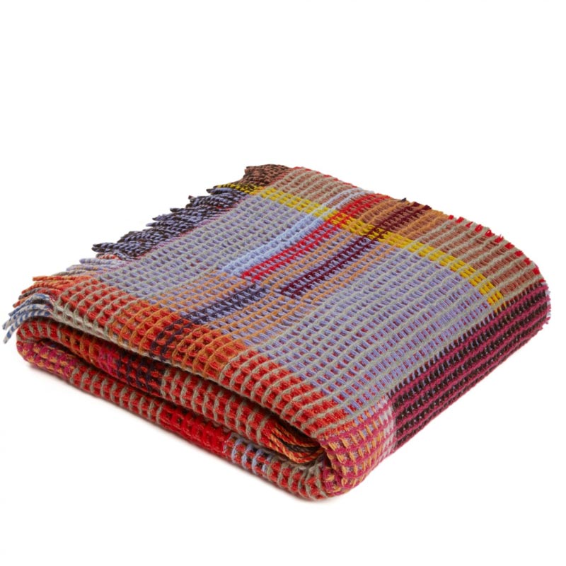 Dorothy 100% Lambswool Honeycomb Throw - Red - by Wallace Sewell