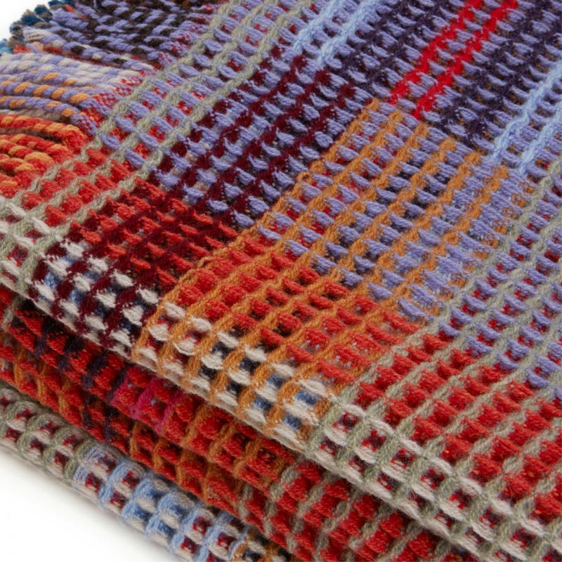 Dorothy 100% Lambswool Honeycomb Throw - Red - by Wallace Sewell