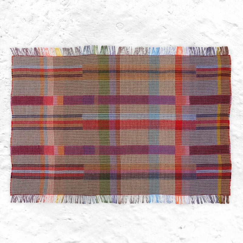 Dorothy 100% Lambswool Honeycomb Throw - Red - by Wallace Sewell