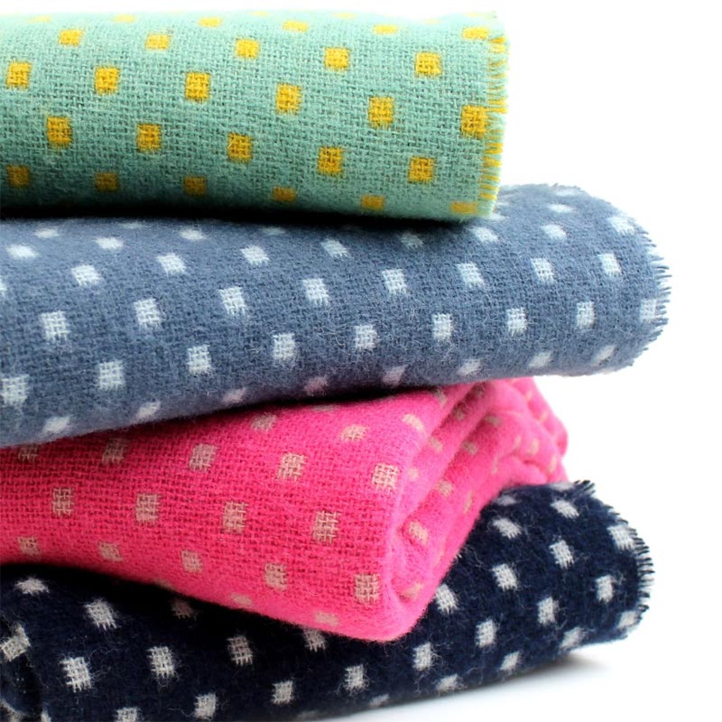 Pure New Wool Throw - Dot - Slate & Duck Egg Blue - by Tweedmill