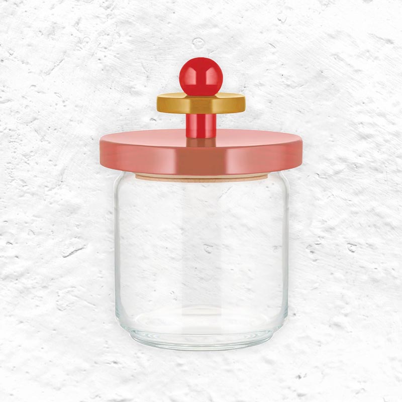 Twergi Storage Jar, 75cl - Red, Pink & Yellow - des. Ettore Sottsass for Alessi