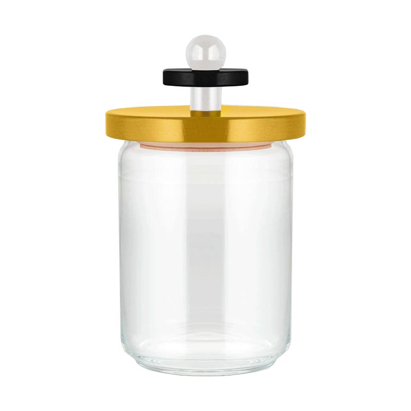Twergi storage jar, 100cl - Black, yellow & white - des. Ettore Sottsass for Alessi