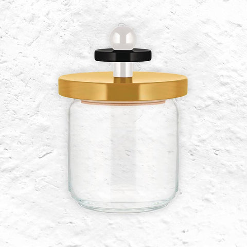 Twergi storage jar, 75cl - Black, yellow & white - des. Ettore Sottsass for Alessi