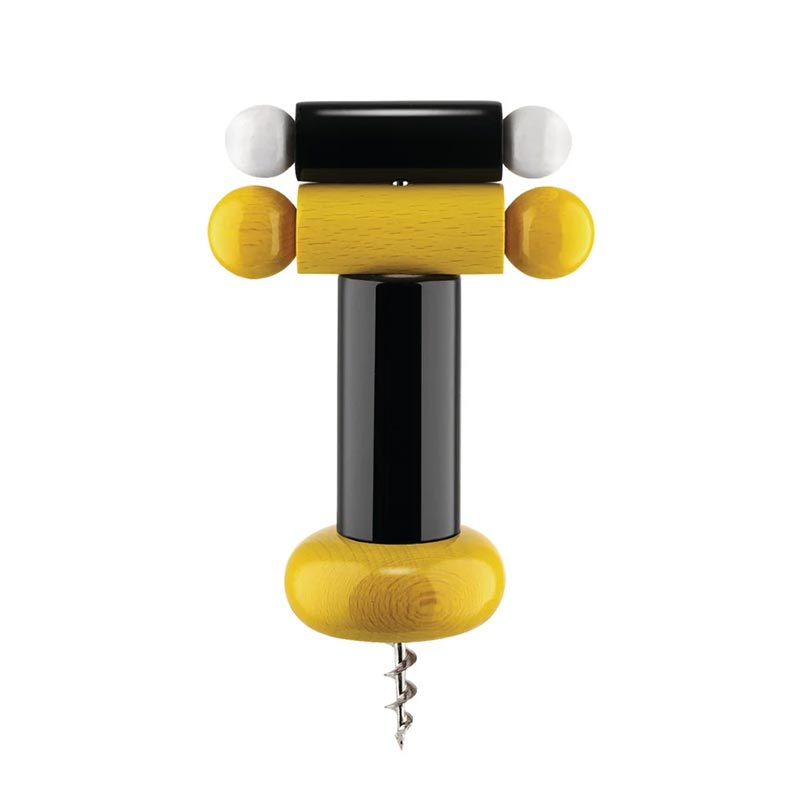 Twergi Corkscrew - White, Yellow & Black - des. Ettore Sottsass for Alessi, 1989 (2021 reissue)