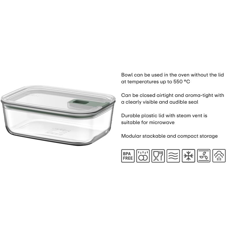 Nordic Sage Easy-clip glass storage box - 1000ml