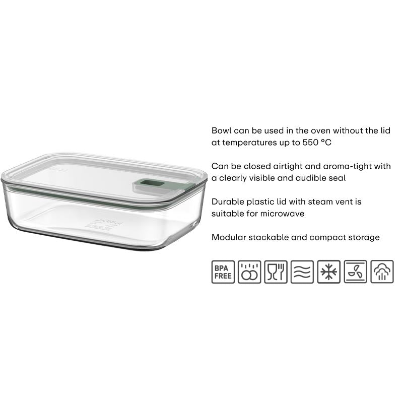 Nordic Sage Easy-clip glass storage box - 1500ml