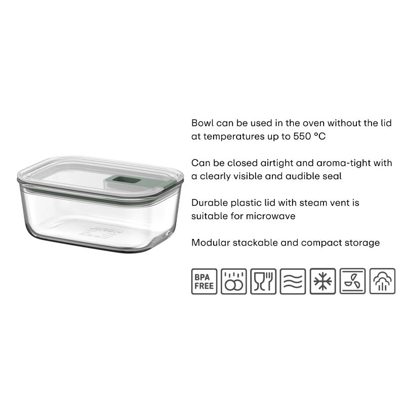 Nordic Sage Easy-clip glass storage box - 700ml