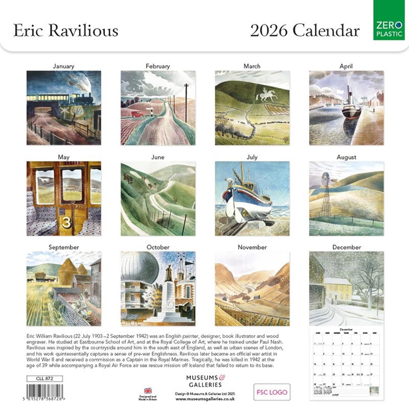 Eric Ravilious 2026 Wall Calendar