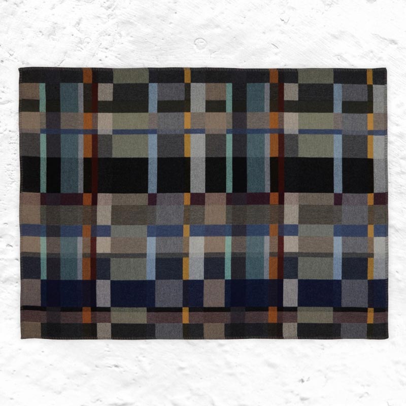 Erno 100% Merino Lambswool Block Throw - Dark - by Wallace Sewell
