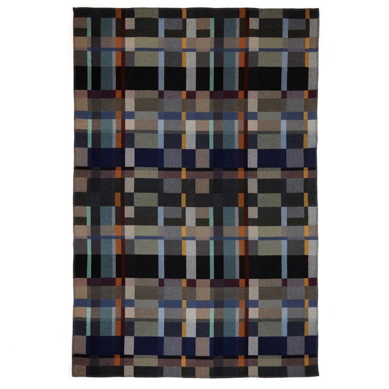 Erno 100% Merino Lambswool Block Throw - Dark - by Wallace Sewell
