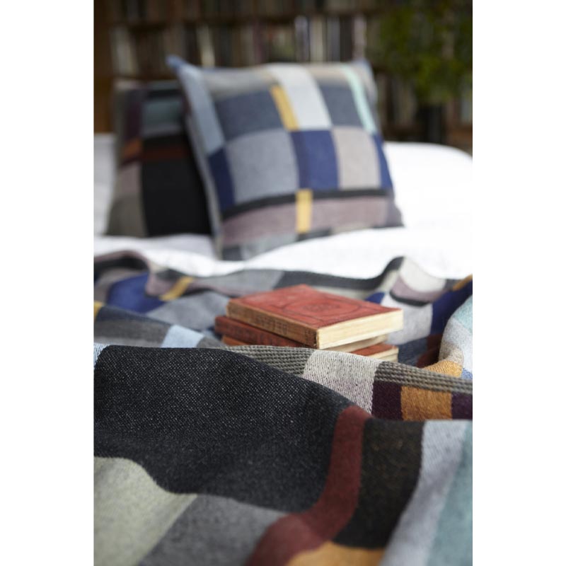 Erno 100% Merino Lambswool Block Throw - Dark - by Wallace Sewell