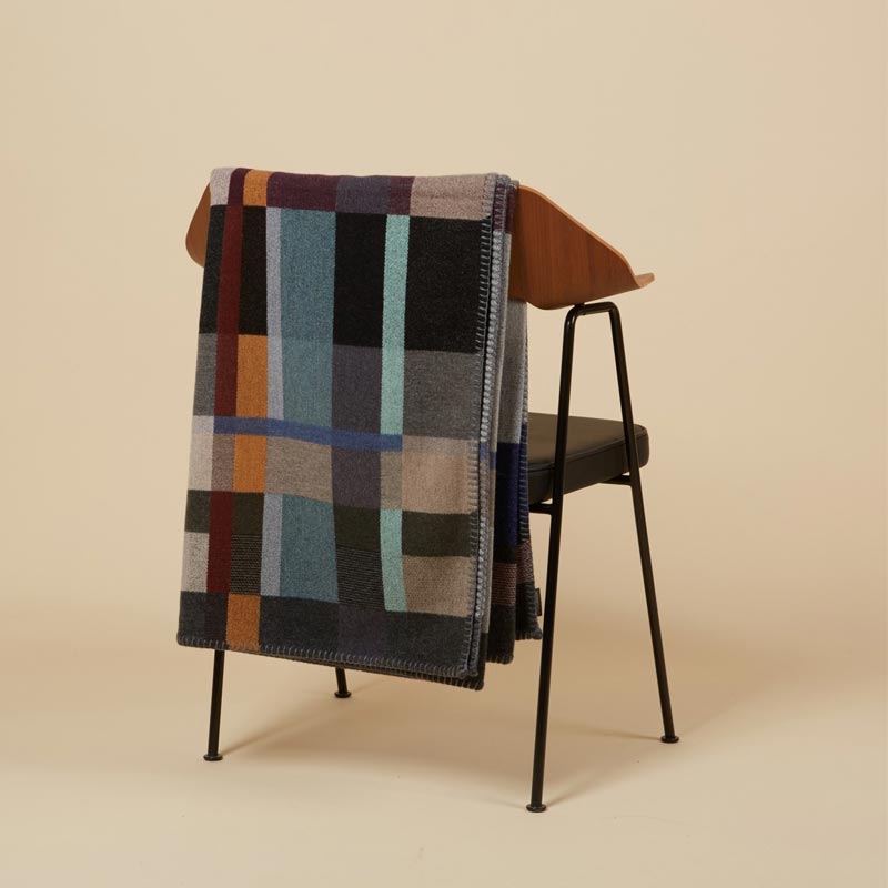 Erno 100% Merino Lambswool Block Throw - Dark - by Wallace Sewell