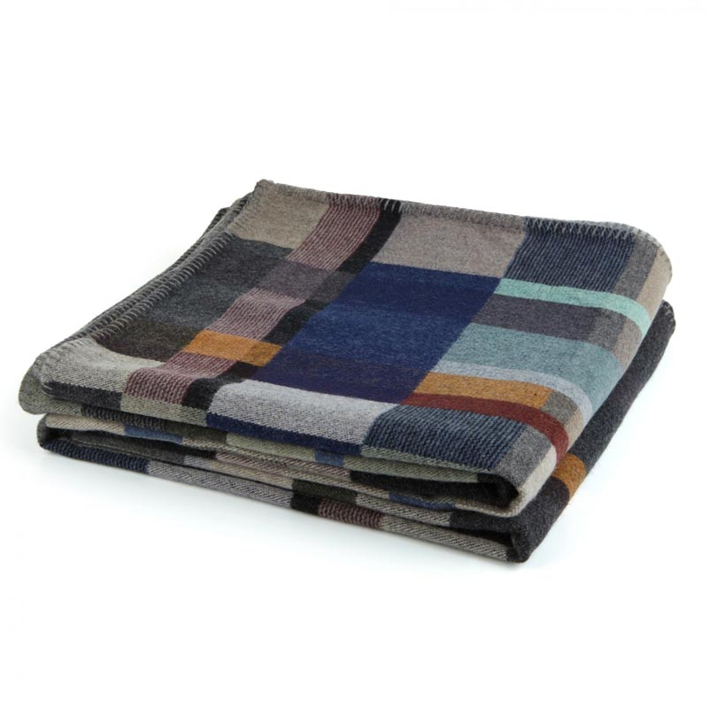 Erno 100% Merino Lambswool Block Throw - Dark - by Wallace Sewell