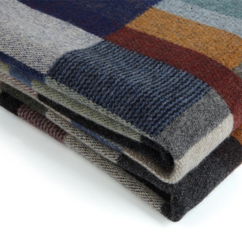 Erno 100% Merino Lambswool Block Throw - Dark - by Wallace Sewell