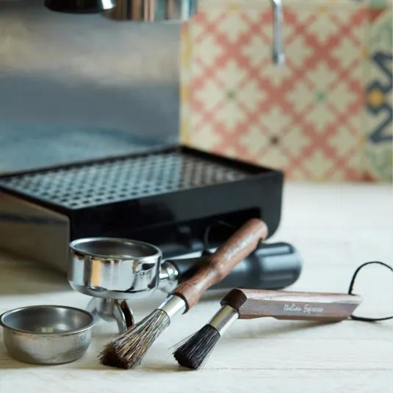 Espresso maker brush with curved handle by Burstenhaus Redecker