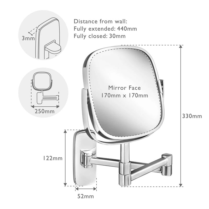 Burford Extendable Magnifying Mirror - by Robert Welch