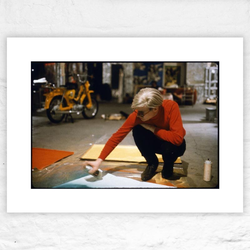 Andy with Spraypaint and Moped, The Factory, NYC, circa 1965  poster by Nat Finkelstein