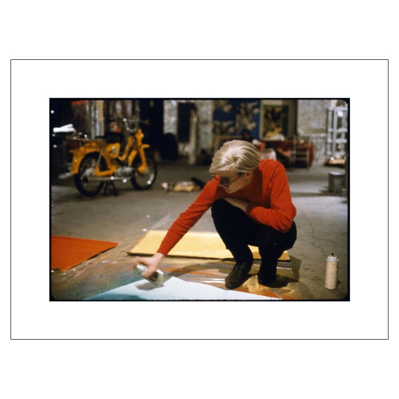 Andy with Spraypaint and Moped, The Factory, NYC, circa 1965 poster by Nat Finkelstein