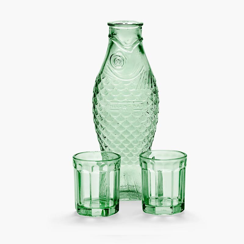 Fish & Fish Carafe & 2 Glasses Set - Green - des. Paola Navone for Serax