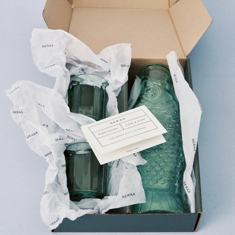Fish & Fish Carafe & 2 Glasses Set - Green - des. Paola Navone for Serax